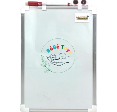 Bảng Trắng Khung Nhôm Size S - Không Đường Kẻ + Bút Lông Bảng + Nam Châm Hít - MegaPad YLS2030