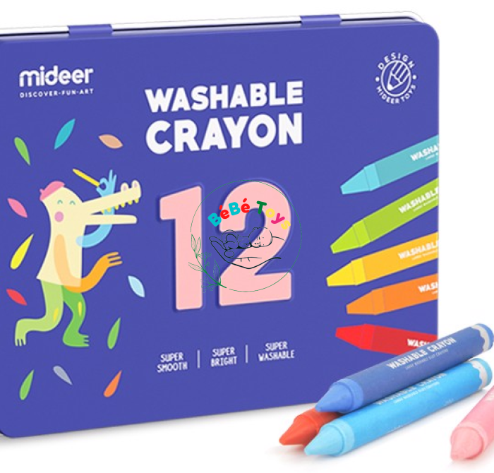 Mideer bút sáp màu dễ chùi rửa cho bé Washable Crayon - MD4115 (12 màu)