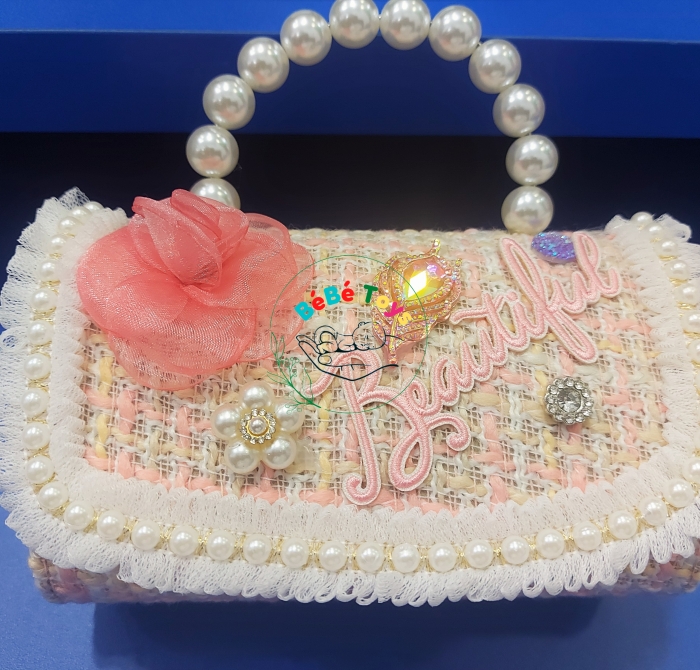 TÚI DẠ CẦM TAY HOA HỒNG BEAUTIFUL NGỌC TRAI CHO BÉ GÁI VÍ MINI CẦM TAY 