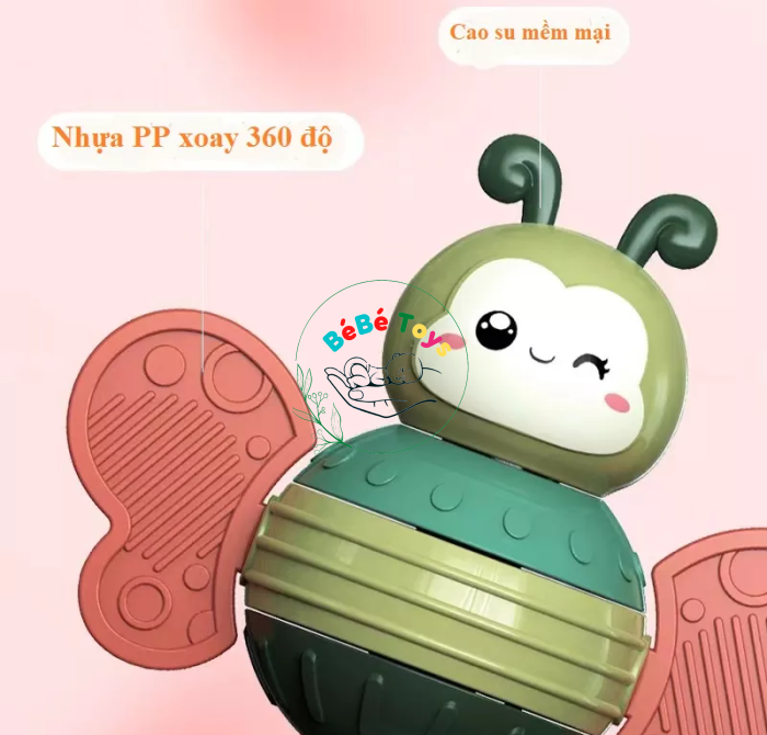 Đồ chơi giáo dục Xúc xắc gặm nướu con ong dễ thương chất liệu PP xoay toàn thân 360 độ