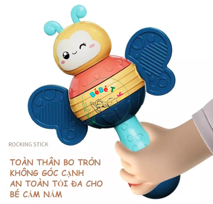 Đồ chơi giáo dục Xúc xắc gặm nướu con ong dễ thương chất liệu PP xoay toàn thân 360 độ