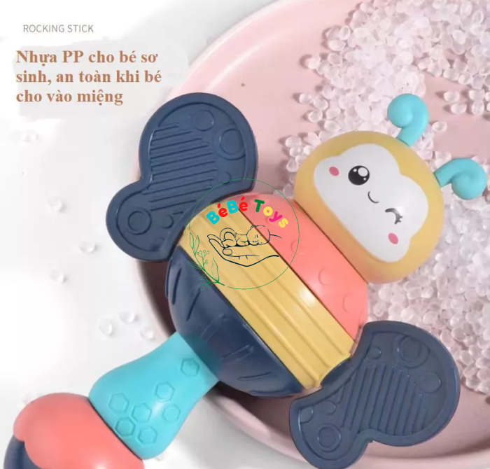 Đồ chơi giáo dục Xúc xắc gặm nướu con ong dễ thương chất liệu PP xoay toàn thân 360 độ