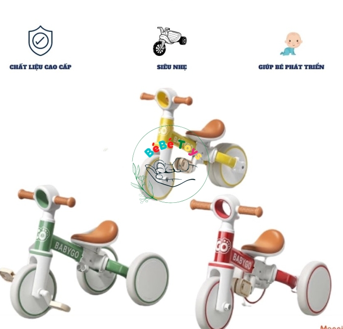 Xe ba bánh tập đi cho bé SPORT, xe chòi chân đạp đa chức năng