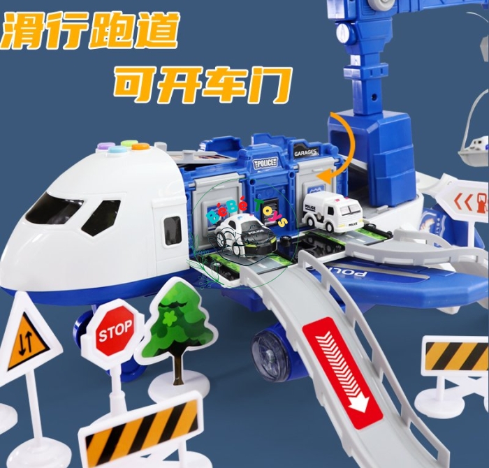 Máy Bay Biến Hình Phát Nhạc Kèm nhiều ô tô SJ676C 