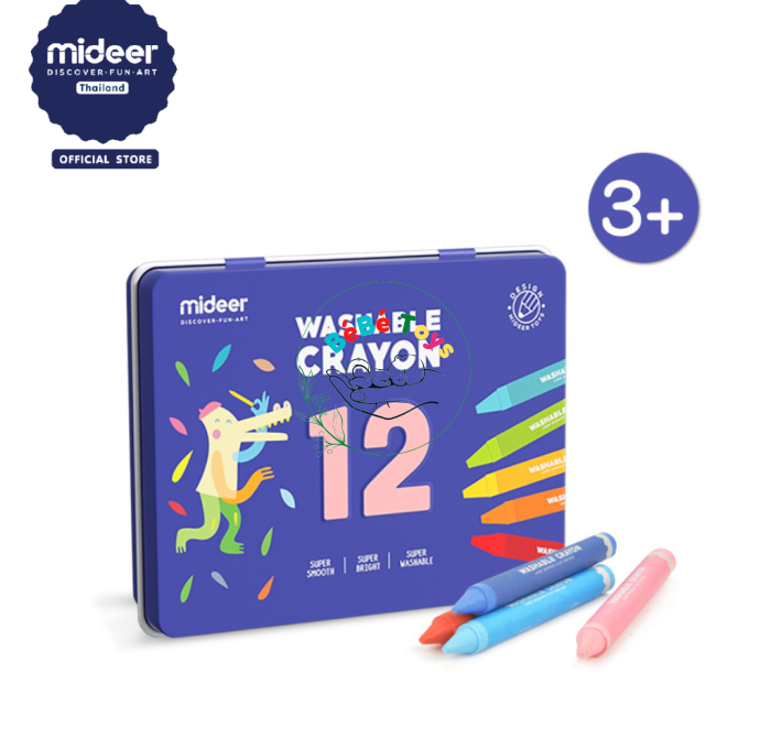 Mideer bút sáp màu dễ chùi rửa cho bé Washable Crayon - MD4115 (12 màu)