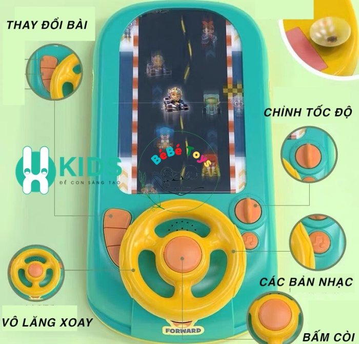 Đường Đua Phi Thuyền Có Màn Hình Chuyển Động, Vô Lăng Điều Khiển Cho Bé